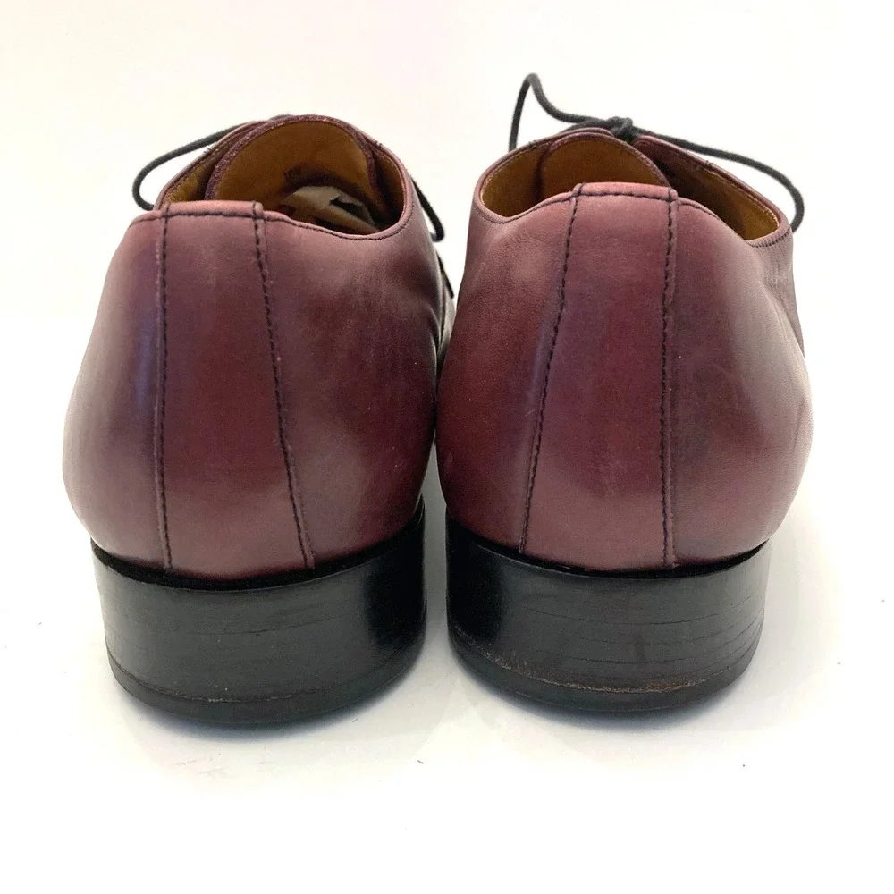 Lands End Burgundy‎ Leather Oxford Shoes Mens 10 M Lace Up Leather Lined